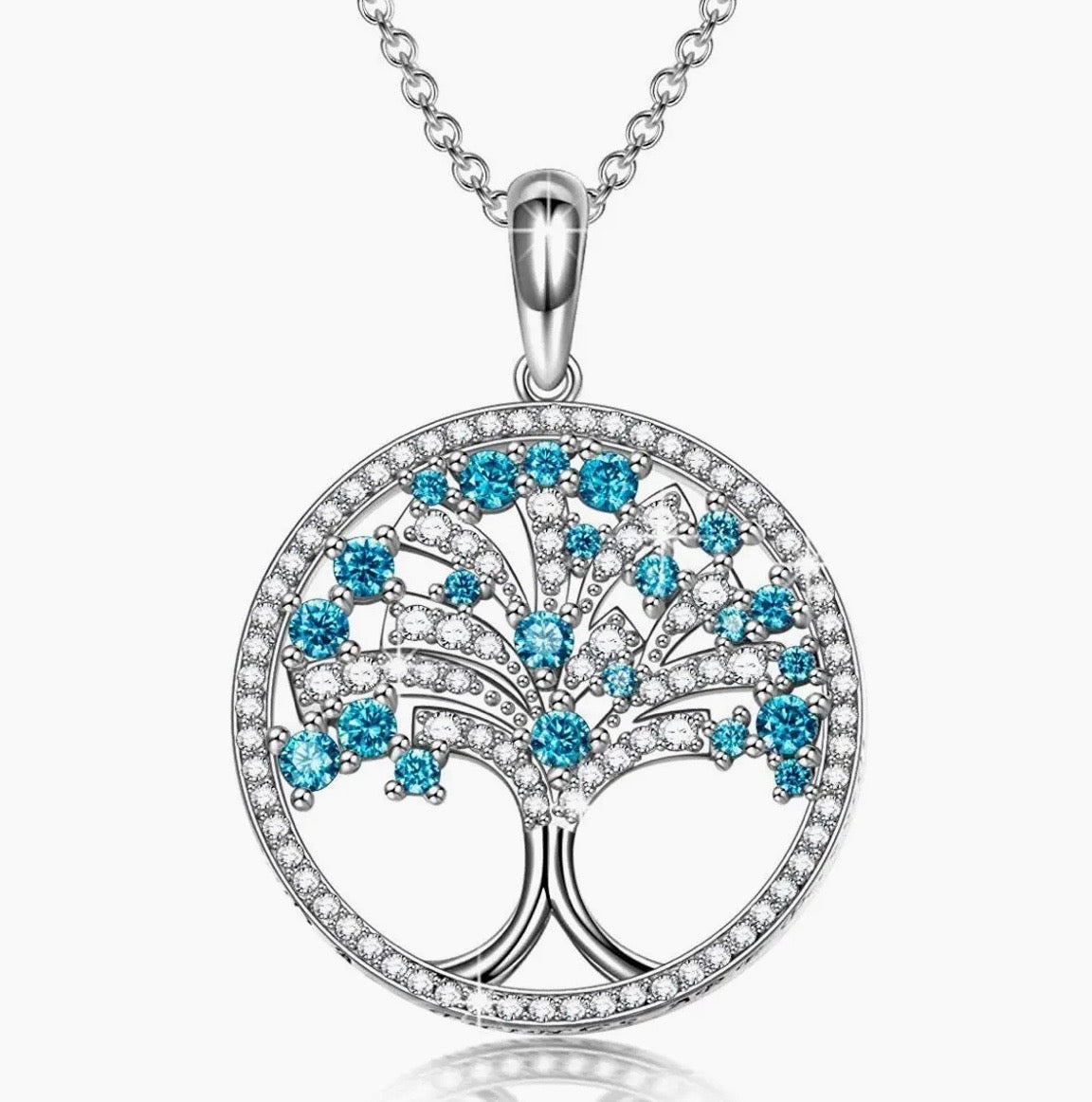 18K White Gold Tree of Life Necklace