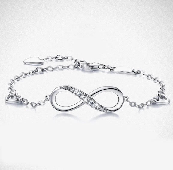 Infinity Pendant Chain Bracelet in 14K White Gold