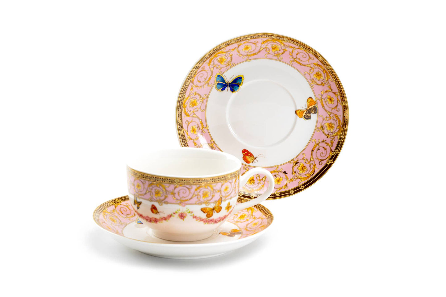 Pink Ornament Porcelain Tea Cup and Saucer