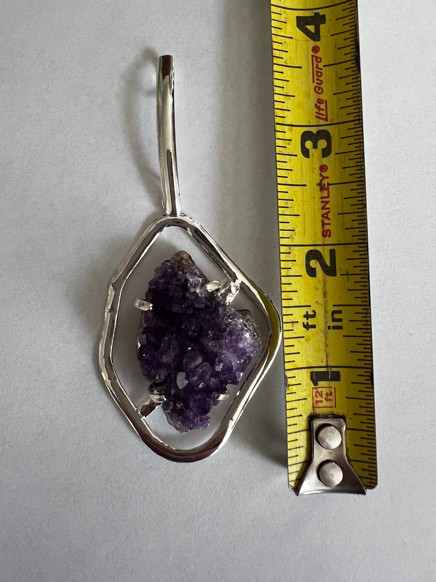 Silver Plated Amethyst Druzy Pendant