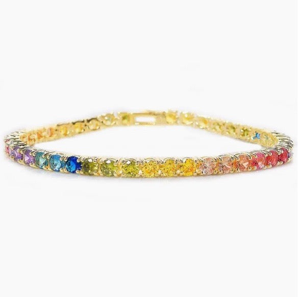 Rainbow Tennis Bracelet Princess Cut
