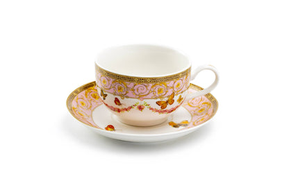 Pink Ornament Porcelain Tea Cup and Saucer