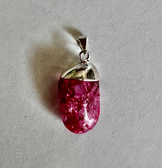 Red Crackle Quartz Pendant with Silver Plating