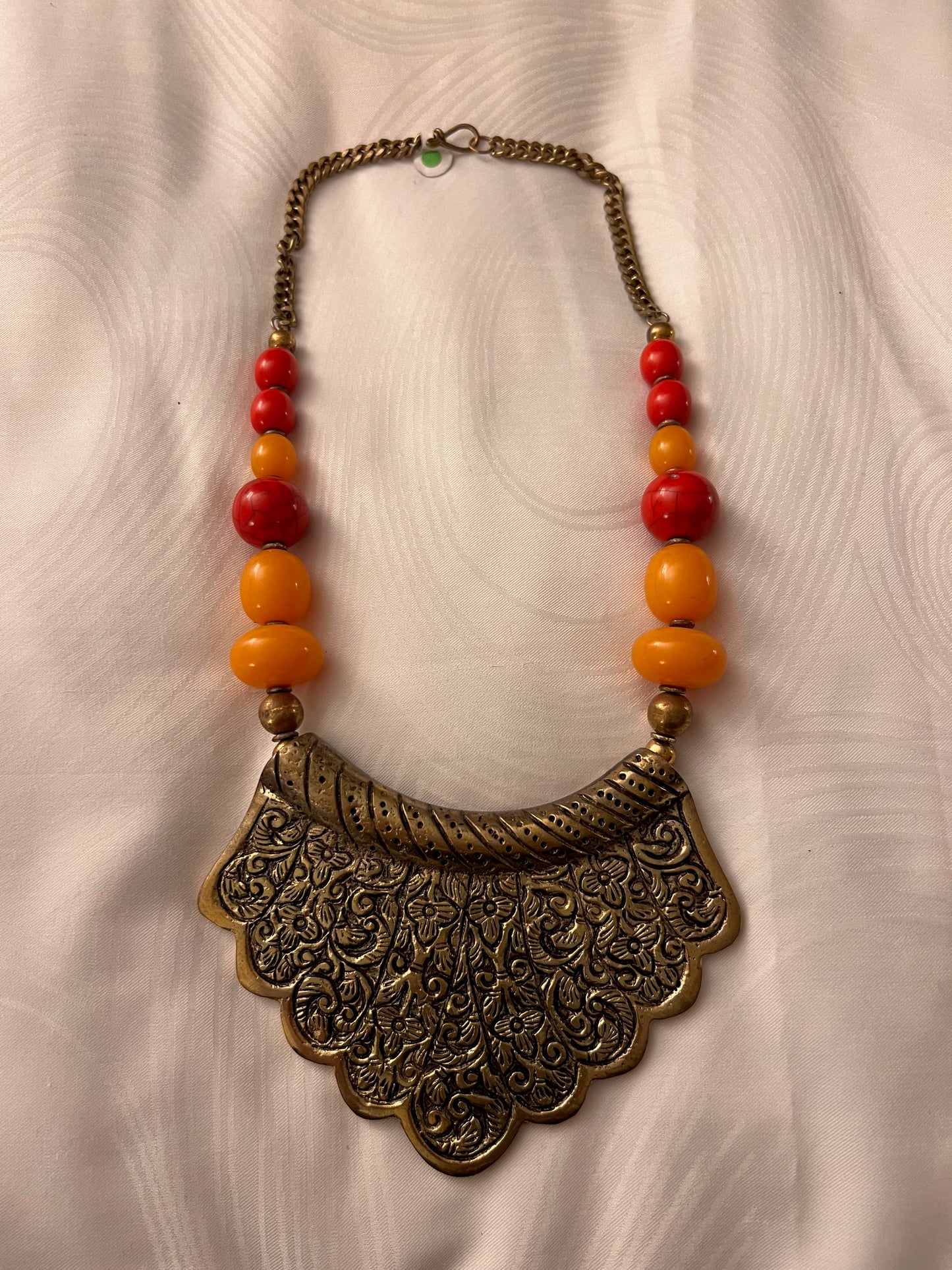 Brass Medallion Beaded Necklace