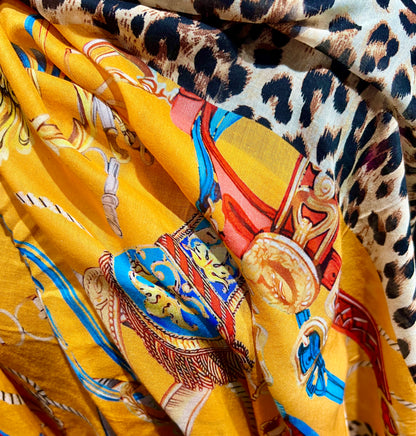 Scarf Animal Print Equestrian Modal Exotic Tangerine