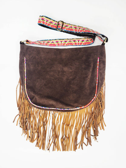 Vegan Suede Crossbody Bag