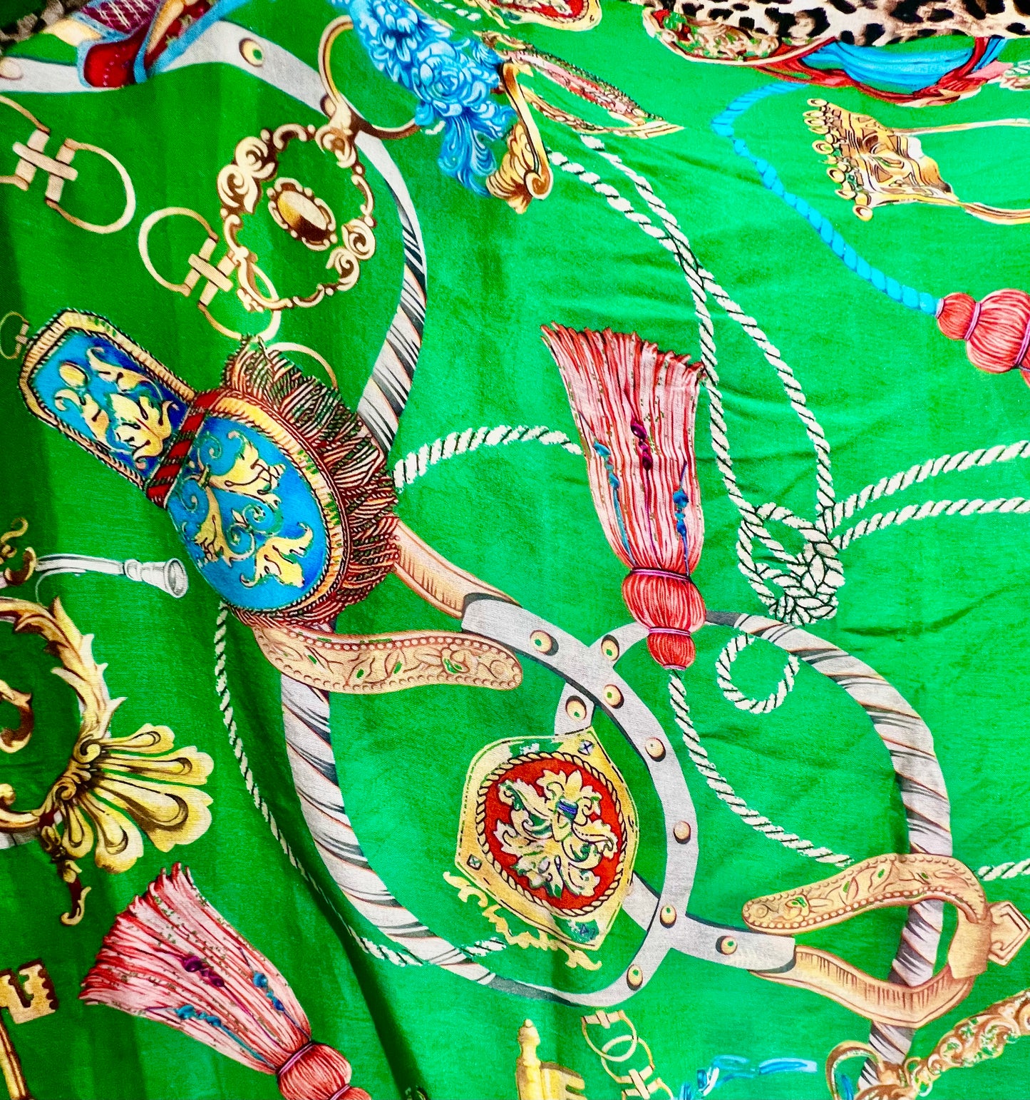 Scarf Animal Print Equestrian Modal Exotic Emerald