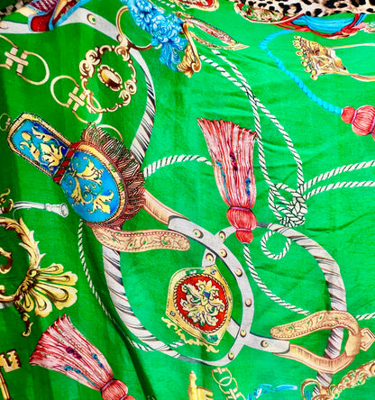 Scarf Animal Print Equestrian Modal Exotic Emerald