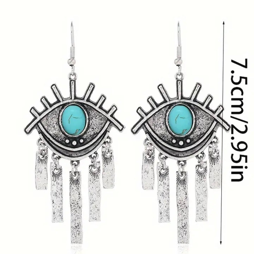 Oval Eye Dangle Earrings