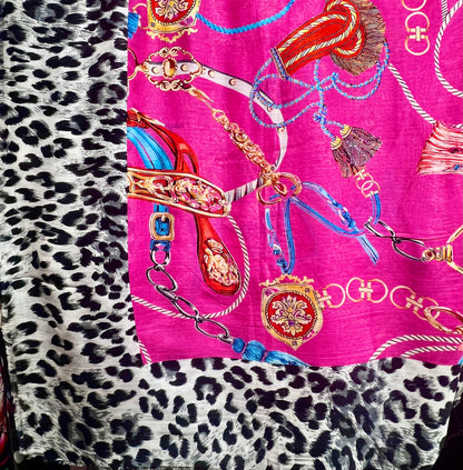 Scarf Animal Print Equestrian Modal Exotic PINK