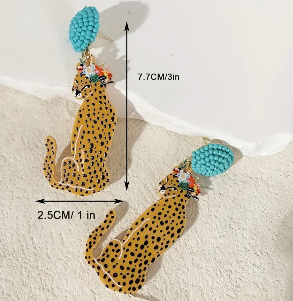 Earring Pink Leopard