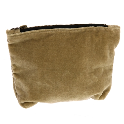 Velvet Zipper Pouch - Eggshell