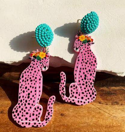 Earring Pink Leopard