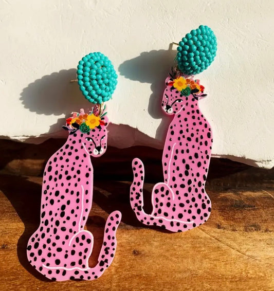 Earring Pink Leopard
