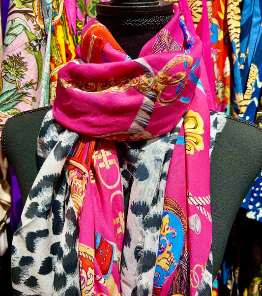 Scarf Animal Print Equestrian Modal Exotic PINK