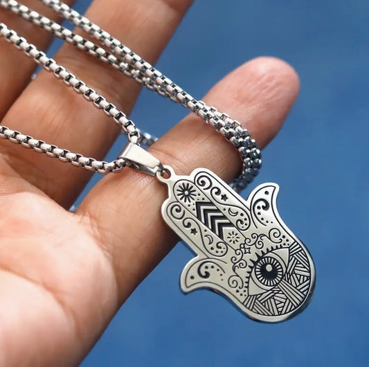 Hamsa Silver Necklace