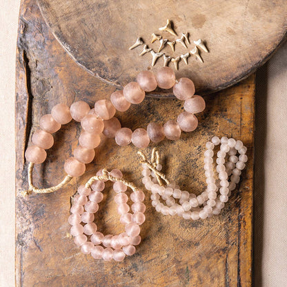 Recycled Glass Beads: Pink ExSm