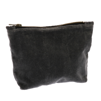 Velvet Zipper Pouch - Dark Grey
